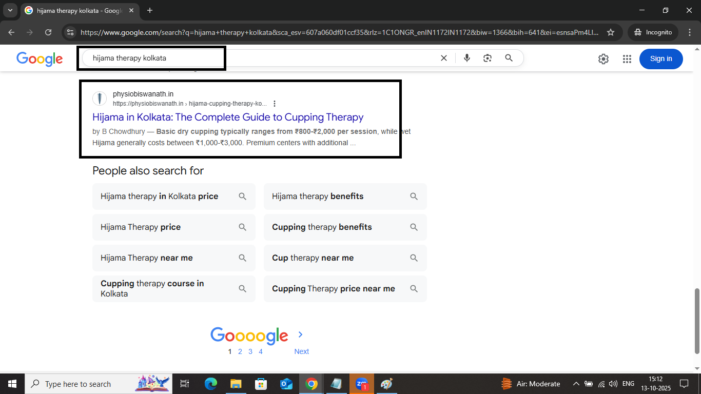 First page #9 Google ranking success by freelance SEO expert in Kolkata screenshot